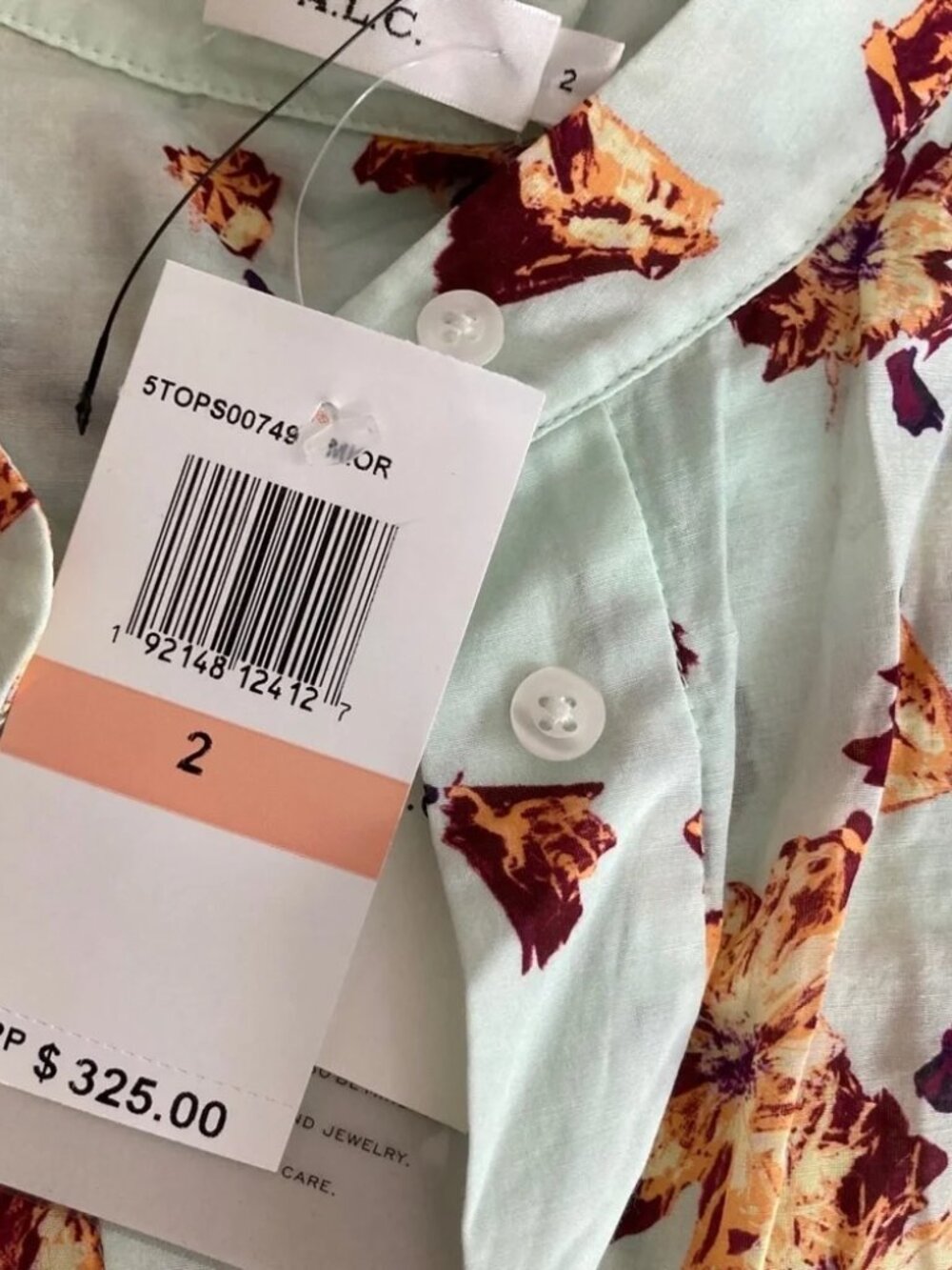 A.L.C. Shira Floral Print Mock Neck Blouse 1380 - Picture 7 of 13